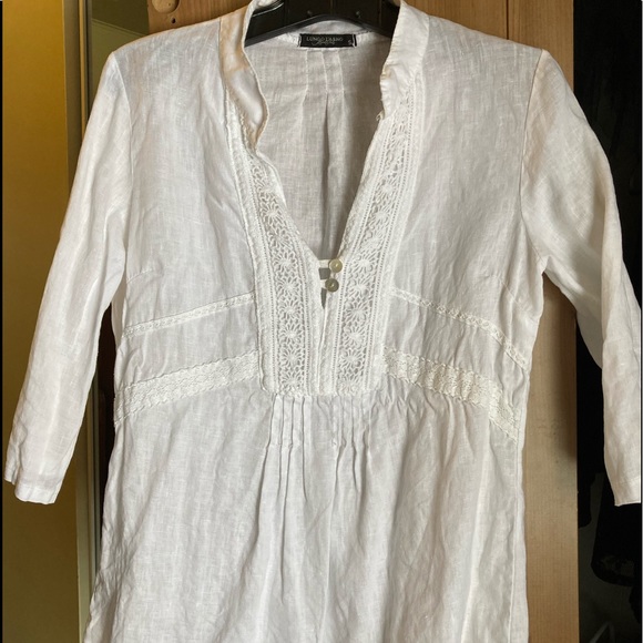3/4 sleeve white boho top small - Picture 1 of 8